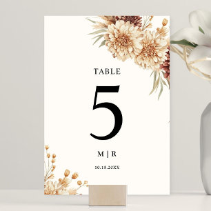 Boho Terrakotta Vintage Blumen Hochzeit Tischnummer