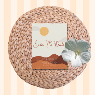 Boho-Terrakotta-Wüsten-Sonnenuntergangs-Hochzeit Postkarte
