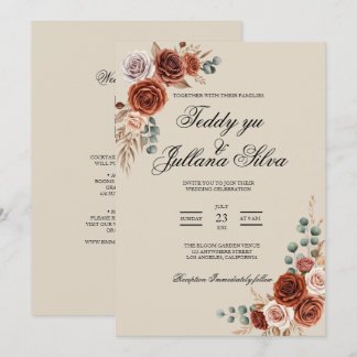 Boho terre cuite qr code invitation de mariage 2 e