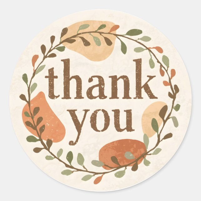 Boho Thank You Runder Aufkleber (Vorderseite)