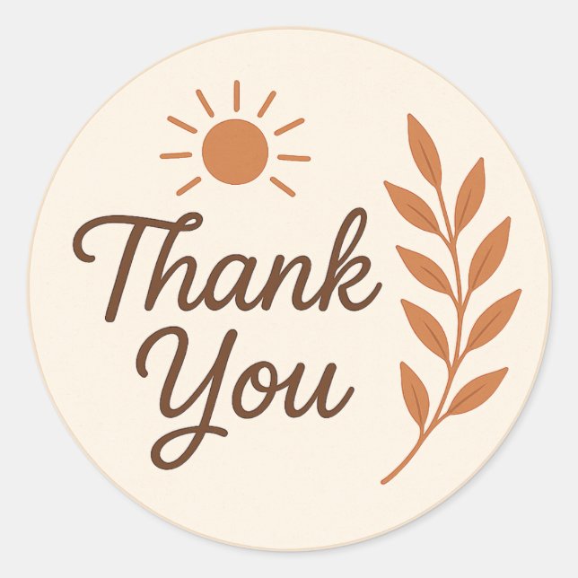 Boho Thank You Sticker – Earthy Aesthetic (Devant)