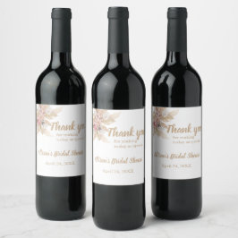 Boho Thema Dusche Wein Flasche Danke Aufkleber