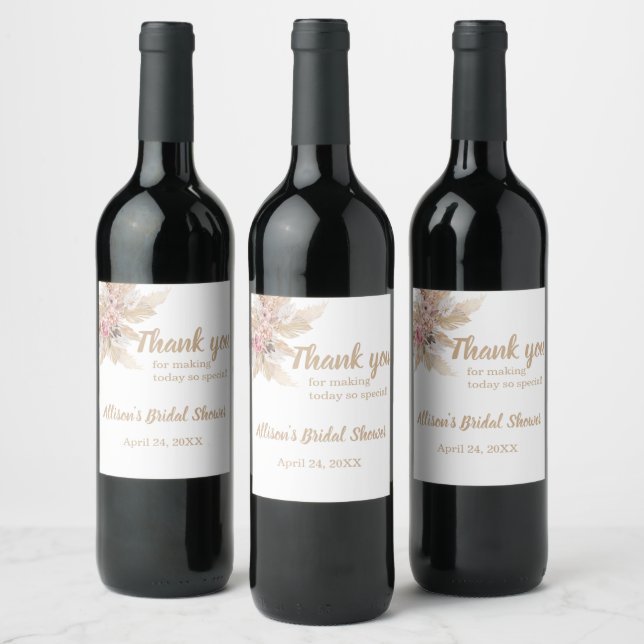 Boho Thema Dusche Wein Flasche Danke Aufkleber (Flaschen)