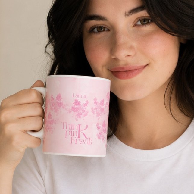 Boho Think Pink Watercolor Blumenmuster  Kaffeetasse (Von Creator hochgeladen)