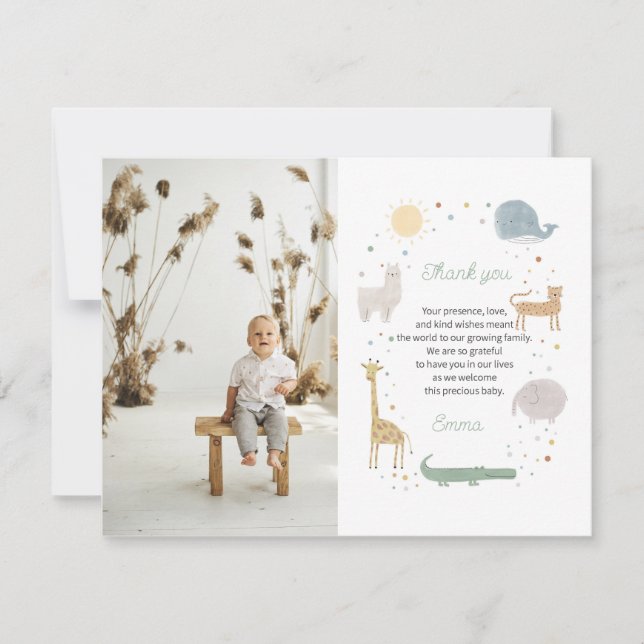 Boho tierischen Foto danke Karte (Vorderseite)