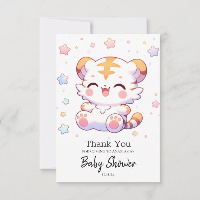 Boho Tiger Baby Shower Dankeskarte (Vorderseite)