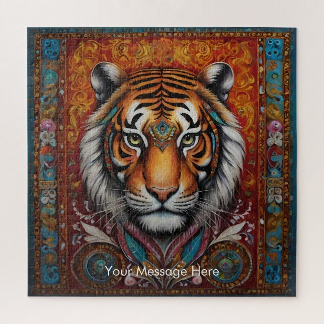 Boho Tiger Puzzle - Lebhafter Dschungel (Vertikal)