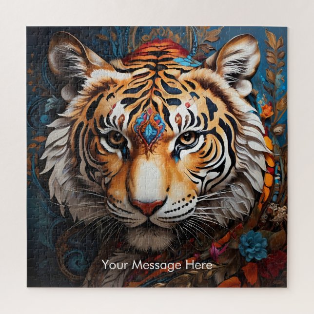 Boho Tiger Puzzle - Lebhafter Dschungel (Vertikal)