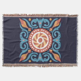 Boho Tile Throw Blanket Decke