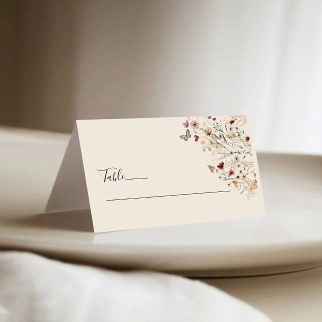 Boho Tiny Fleur sauvage Mariage plié Cartes de Pla (Créateur téléchargé)