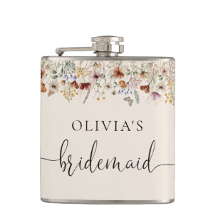 Boho Tiny Wildblume Brautparty Flask Flachmann