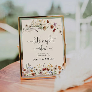 Boho Tiny Wildblume Date Night Idea Unterschreiben Sockelschild