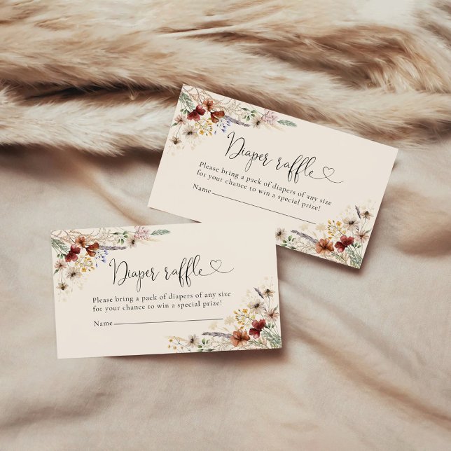 Boho Tiny Wildblume Diaper Raffle Enclosure Card Begleitkarte (Von Creator hochgeladen)