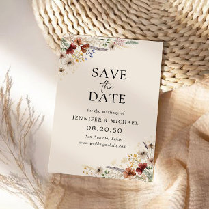 Boho Tiny Wildblume Save the Date Card