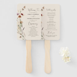 Boho Tiny Wildblume Wedding Program Hand Fan Fächer
