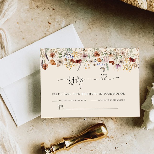 Boho Tiny Wildblume Wedding RSVP Card Karte (Von Creator hochgeladen)