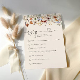 Boho Tiny Wildblume Wedding RSVP Card Karte