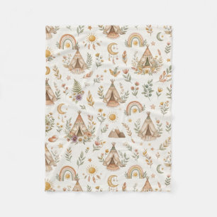 Boho-Tipi und Wald-Regenbogen-Neutrales Baby Fleecedecke