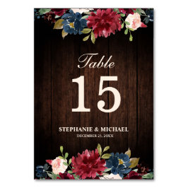 Boho-Tischnummer aus Burgundy Red Navy Tischnummer