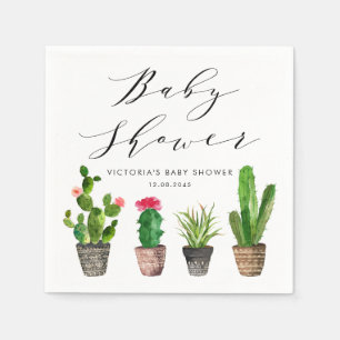 Boho-Topfpflanzen Sukkulenten und Kaktus-Baby-Part Serviette