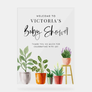 Boho Topted Houseplant Babydusche Begrüßung Acrylschild