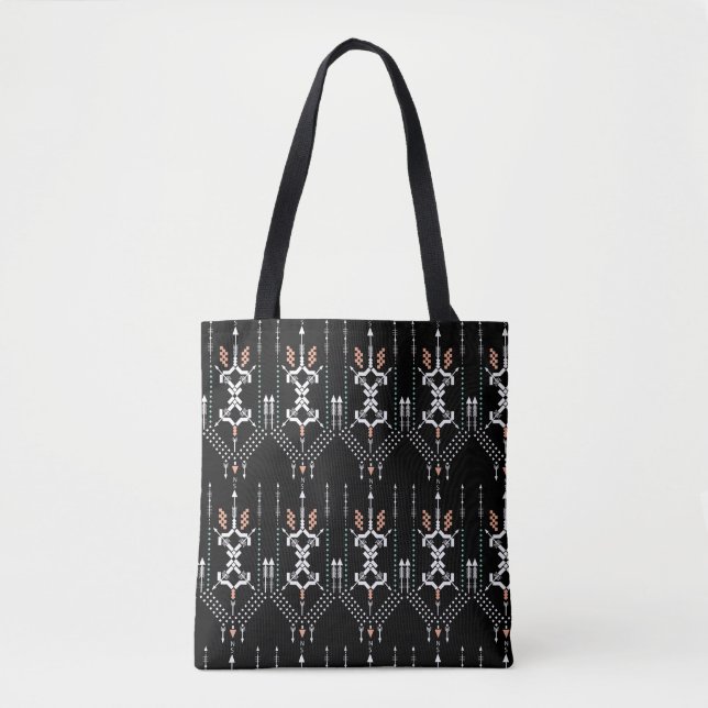 Boho Totem Muster Black Tote Bag Tasche (Vorderseite)