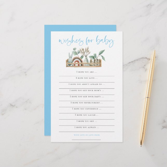 Boho Toys Boy will Baby Showspiel (Vorderseite/Rückseite Beispiel)