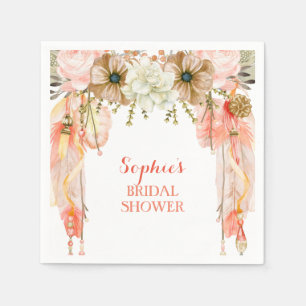 Boho-Traumfänger-Feder-Tribal-Pfirsich-Koralle Serviette