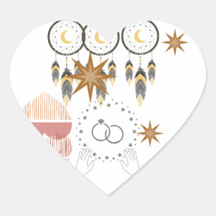 Boho-Traumfänger-Hochzeits-Herz-Aufkleber Herz-Aufkleber