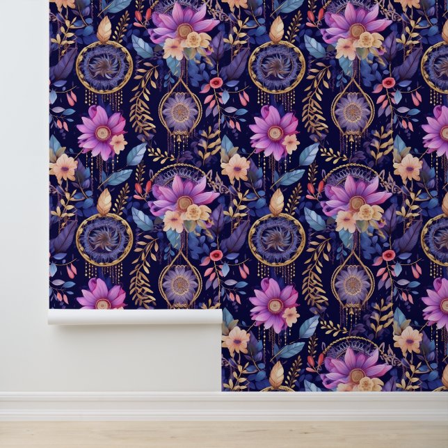Boho Traumfänger mit Blumenmuster Tapete (Anwendung)