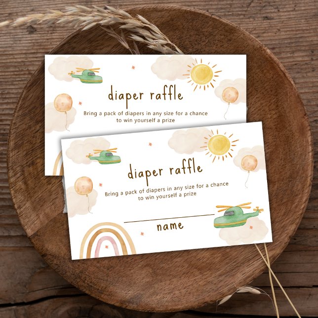 Boho Travel Helicopter Diaper Raffle Baby Shower Begleitkarte (Boho Travel Helicopter Diaper Raffle Baby Shower Enclosure Card)