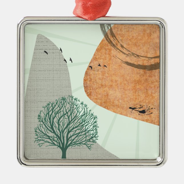 Boho Tree Ornament Aus Metall (Vorne)