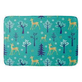 Boho Trees Gold Deers Modern Badematte