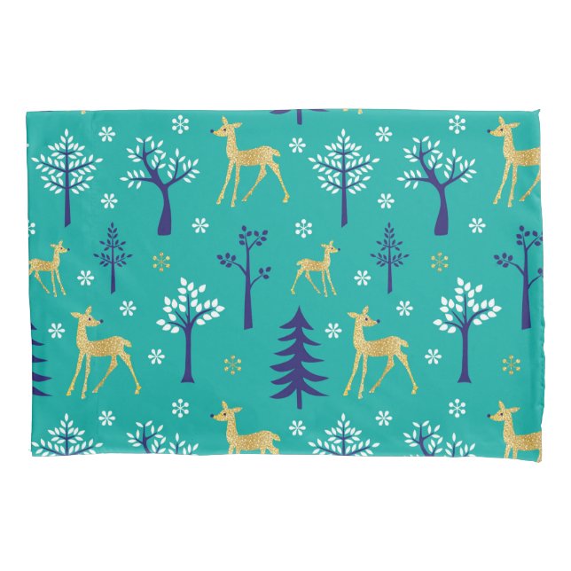 Boho Trees Gold Deers Modern Kissenbezug (Vorderseite)