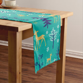 Boho Trees Gold Deers Modern Mittelgroßer Tischläufer