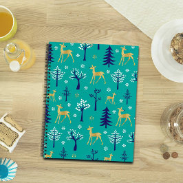 Boho Trees Gold Deers Modern Notizbuch