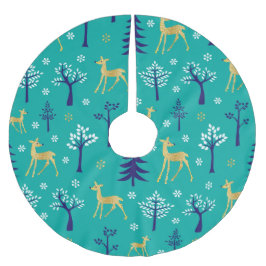 Boho Trees Gold Deers Modern Polyester Weihnachtsbaumdecke