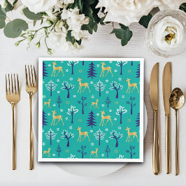 Boho Trees Gold Deers Modern Serviette