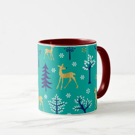 Boho Trees Gold Deers Modern Tasse