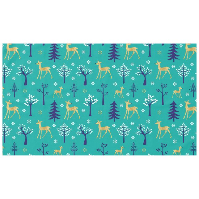 Boho Trees Gold Deers Modern Tischdecke (Vorderseite (Horizontal))