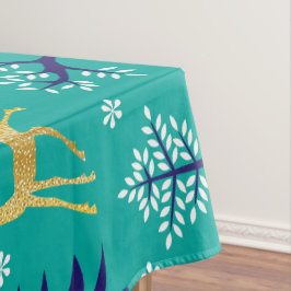 Boho Trees Gold Deers Modern Tischdecke
