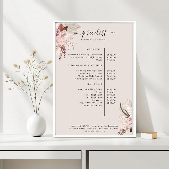 Boho Trendy Pricelist Poster (Von Creator hochgeladen)