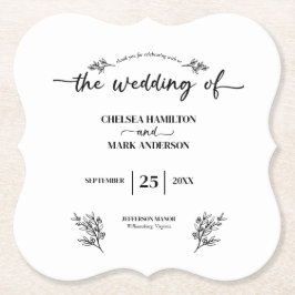 Boho Trendy Script Wedding Untersetzer