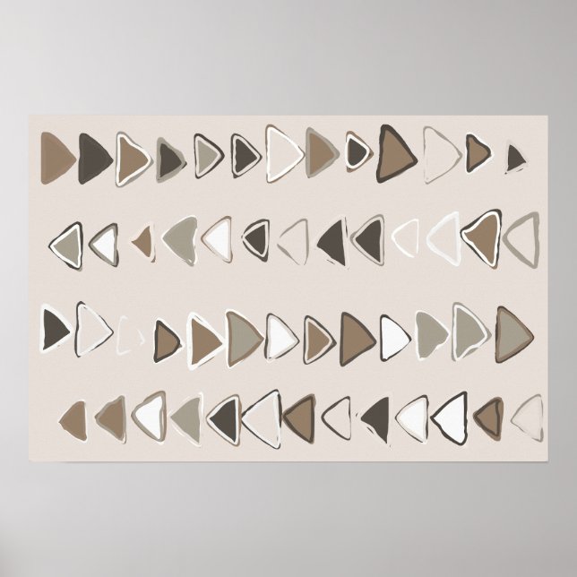 Boho Triangle Brown Taupe Ivory Poster (Vorne)