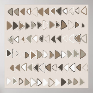 Boho Triangle Brown Taupe Ivory Poster
