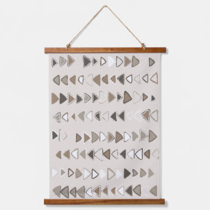 Boho Triangle Brown Taupe Ivory Wandteppich Mit Holzrahmen