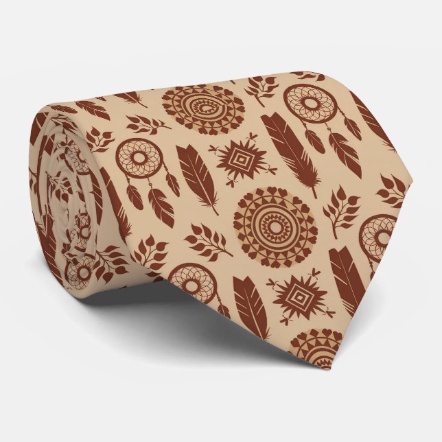 Boho Tribal Abstrakt Pattern | Earthy Geometric Krawatte (Gerollt)