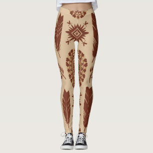 Boho Tribal Abstrakt Pattern Earthy Geometric Leggings