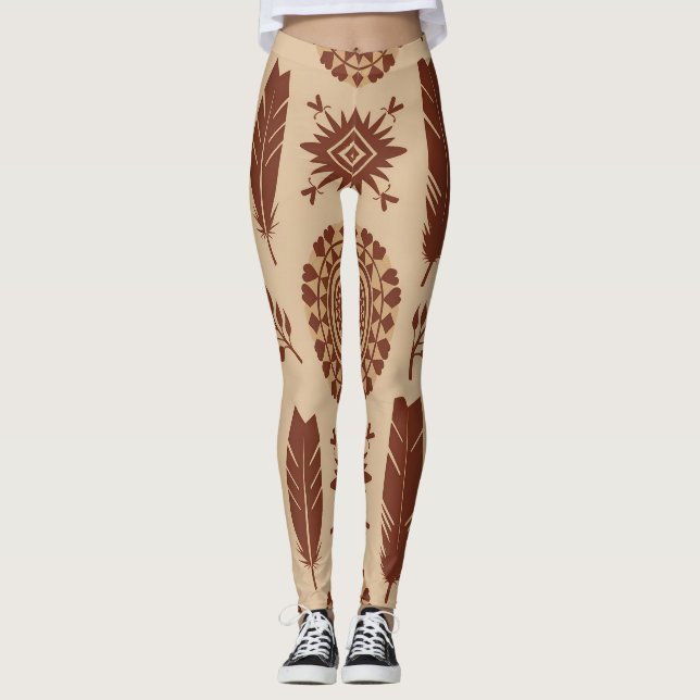 Boho Tribal Abstrakt Pattern | Earthy Geometric Leggings (Vorderseite)
