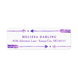 Boho Tribal Arrow Address Labels Lila und rosa